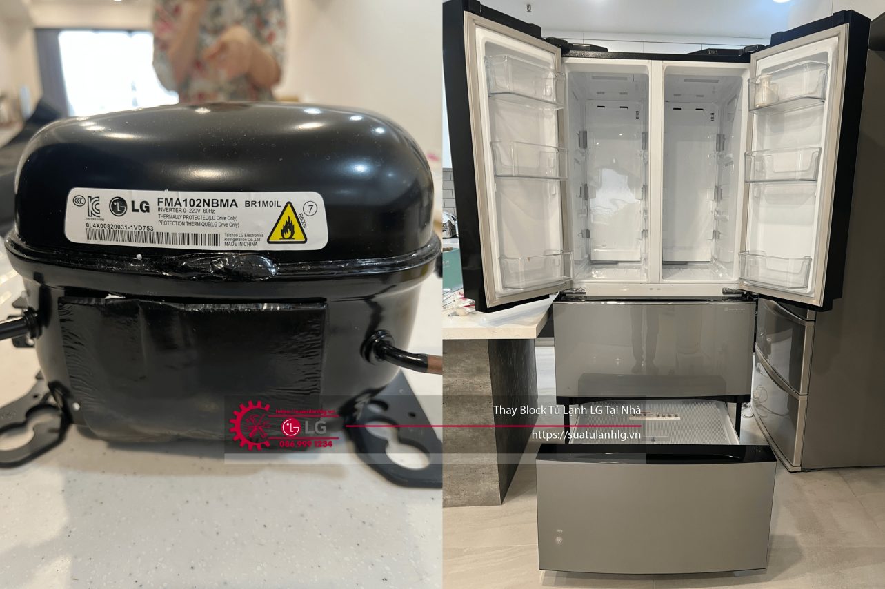 Refrigeration compressor for LG refrigerators with warranty service and refrigerator replacement at home.